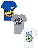 The Children's Place Boys' Short Sleeve Graphic T-Shirt 3-Pack, RACECARS/Racecar/Motorcycle, Large (10/12)