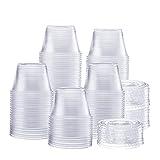 GUSTO [4 oz. - 200 Count Clear Disposable Plastic Portion Cups with Lids - Soufflé Cups, Jello Shot Cups With Lids, Clear Plastic Containers Perfect for salad Dressing and More