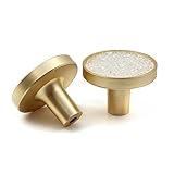 Ismosm 6 Pack Gold Cabinet Dresser Drawer Knobs, Cabinet Hardware, Bling Modern Metal Drawer Pulls and Knobs for Cabinets, Dressers, and Many Other Home and Office Furniture (White 6 Pcs)