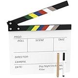 Acrylic Film Movie Clapboard,Hollywood Directors Photography Studio Video TV Clapper Board with Erasable Pen Movie Theater Props Decor,Acrylic Clap Board 10.5 X 11.7 inches