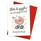Funny New Baby Shower Card, New Born Baby Girls Boys Gifts, New Baby Arrival, Congratulations for New Mom Dad, New Baby, Congratulations Pregnancy Gifts Single 5.3''x 8'' Folded Card with Envelope