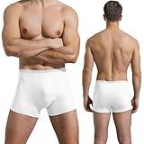 Relaxcare 5 Pack Mens Disposable Underwear, Cotton Boxer Briefs Portable Shorts for Travel Fitness Hospital Stays White/XLarge