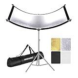 Neewer Clamshell Light Reflector Diffuser with Carrying Bag, 39”×18”/100x45cm Photography Curved Lighting Reflector for Photo Studio Photography, Black/White/Gold/Silver Colors (Stand Not Included)