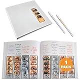 Photo Booth Nook | Photo Booth Album (1 count) | White Cover - 40 White Pages | 160 Slots for 2x6 Photo Strips | 2x6 Cover Picture Slot | Silver and Gold Gel Pens