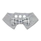 FURALETTE Dog Bandana with Plaid Bow Tie, Soft and Durable Polyester Pet Scarf, 7 Sizes for Cats and Dogs, Adjustable Triple-Snap Closure (Black, Small)