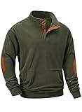 JMIERR Sweatshirts for Men Long Sleeve 1/4 Button Corduroy Shirts Collared Pullovers Sweaters Fall Fashion Clothing with Pockets, 2XL, Jungle Green
