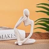 YJHZBA Bookshelf Decor Thinker Statue Home Office - Aesthetic Abstract Art Sculptures Coffee Table Figurine - Reading Minimalist Decorative Ornaments Objects for Coffee Table Desk Hutch Shelf Left