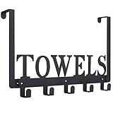 Kuhome Over The Door Hooks, Towel Holder for Bathroom, Door Mount Towel Rack Towel Hooks for Bedroom Beach Towels Bathrobe Wall Mount Hang on The Door Cabinet Cupboard Metal Sandblasted (Black)