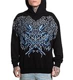 Affliction Men's Pullover Hoodie,Graphic Design, Long Sleeve (US, Alpha, Large, Regular, Regular, Black (Toxic Wrath))