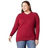 Amazon Essentials Women's Regular-Fit Soft Touch Long-Sleeve Crewneck Sweater, Dark Red, Large