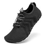Rechtmien Water Shoes Mens Womens Non-Slip Swim Shoes Quick Dry Boating Aqua Shoes Barefoot Lightweight Beach Shoes Black 10 Women/9 Men