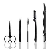 Eyebrow Razor, 5-in-1 Eyebrow Kit, Professional Eyebrow Grooming Set, Eyebrow Trimmer Set for Women and Men, Including Brow Razors Trimmer, Brush, Eyebrow Scissors, Slant Tweezers