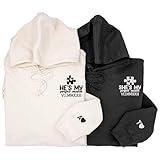 GodLover Custom Embroidered Perfect Piece Roman Numeral Sweatshirt,Custom Name Couple On Sleeve With Heart, Matching Sweatshirts Couple, Gifts For Him, Her, Gifts for Anniversary, Wedding, Valentine