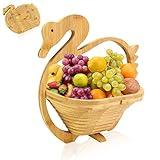 MYOSOTIS Foldable Fruit Basket Collapsible Bamboo Fruit and Veggie Basket Fruit Bowl Holder and Dried Fruit Basket For Holiday Party (Duck)