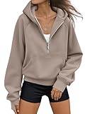 AUTOMET Womens Hoodies Fleece Fall Fashion Outfits Workout Sweatshirts Y2k Winter Zip Up Jackets Oversized Tops Clothes 2025 CoffeeGrey M
