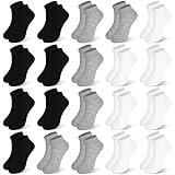 ZERULETS Kids Socks, 20 Pairs Low Cut Ankle Socks Short Athletic Socks for Boys Girls Toddler 1-13 Years(Black,White,Grey,7-10 Years)