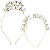 Nogeqi 2 Pack Happy New Year Headband for Women 2026, New Year Headpiece Tiara Crown for Newyear Eve Party Supplies Holiday Gifts