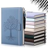 Estune 10 Pack Lined Journal Notebook A5 Tree of Life Hardcover Leather Journal with 10 Pen, College Ruled Notebook for Travel, Business, Work, Office, School Note Taking Diary(Soft Color)