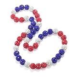 QINJIEJIE Baseball Necklaces, 16in Baseball Lifestyle 101 Apparel Diamond Chain, Navy Blue/Red Rhinestone Drip Accessories Baseball Gifts for Team Lovers
