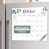Aesthetic 2025-2026 Magnetic Calendar for Refrigerator, 21-Month Fridge Calendar Magnet from October 2025 to June 2027, Greenery Design for Easy Organizing