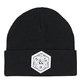 Dungeons and Dragons Beanie d20 Dice Cuff Knit Beanie Hat Skull Cap Black