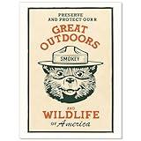 Cute Kids Bear Wall Art Nature Conservation Wildlife Animal Poster Retro Beige Cabin Canvas Prints for Outdoorsy Camping Wall Decor 12x16 inch Unframed