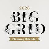 TF Publishing 2026 Big Grid-Floral Wall Calendar - Large Grids for Appointments and Scheduling - Vertical Monthly Wall Calendar 2026 with Premium Matte Paper for Home and Office Organization - 12x12in