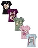 The Children's Place,Female,Assorted Everyday Short Sleeve Graphic T-Shirts,multipacks,Rainbow/Flower Heart/Do Anything 5-Pack,Large