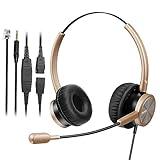 MAIRDI Phone Headset with RJ9 & 3.5mm Jacks for Call Center Deskphone Cell Phone PC Laptop, Office Landline Telephone Headset with Microphone Noise Canceling for Polycom Avaya Nortel