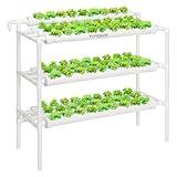 VIVOSUN Hydroponics Growing System 90 Plant Sites, 3 Layers 10 Food-Grade PVC-U Pipes Hydroponic Gardening System Grow Kit with Water Pump, Pump Timer, Nest Basket and Sponge for Leafy Vegetables