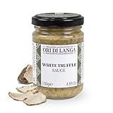 Alba White Truffle Sauce - Gourmet Truffle Pasta Sauce Made with Mushrooms & White Truffles Foraged in Italy, All Natural Vegan Italian Food Products from Italy, Non-GMO - Ori di Langa - 4.59 oz