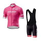 Italy Tour Team Pink Cycling Jersey Set,Summer Short Sleeve Cycle Shirt MTB Bike Clothing Bib Short Kits 9D Gel Pad (3XL)