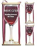 Orange Kat Book Club Reading Between the Wines Stemmed Wine Glass with Charm and Presentation Packaging