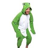 Funziez! Adult Onesie Halloween Costume - Animal Dinosaur Shark - Unisex Plush One Piece Cosplay Suit for Adults, Men and Women (Large, Toad)