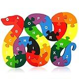 LovesTown Montessori Wooden Alphabet Puzzle for Toddlers, Snake ABC Learning Toys for Kids, Educational Preschool Jigsaw Puzzle for Early Childhood Development, Ideal Gift for Boys and Girls