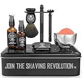 Viking Revolution Luxury Safety Razor Shaving Kit - Includes Double Edge Safety Razor, Stand, Bowl, After-Shave Balm, Pre-Shave Oil, Badger Brush - Safety Razor Kit