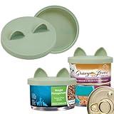 OHMO 2 Pack Cat Food Can Lids, Small Size (3 oz) Silicone Pet Food Can Lids Covers for 3 oz Cat Food Cans, Light Green