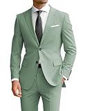 Wangyue Mens Sage Green Slim Fit 2 Piece Suit Formal Blazer Jacket Pants Wedding Suits for Men Prom Tuxedo