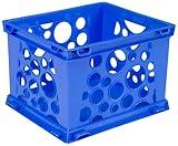 Storex Mini Stackable Storage Crate, 9 x 7-3/4 x 6 Inches, Blueberry
