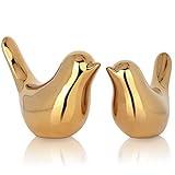 XMGZQ 2 Pcs Gold Decor Accents,Small Animal Statues,Modern Home Decorative, Birds Sculpture, Ornaments for Shelf, Bookshelf, Coffee Table,Knick Knacks Home Decor for Shelves(Gold Bird)