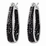 Shop LC Black Hoops Earrings for Women - Crystal Premium Trendy Statement Shiny Sparkle Earrings Unique Jewelry Birthday Christmas Gifts - Black