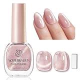 AZUREBEAUTY Cat Eye Nail Polish Quick Dry Nude Glitter Toe Nail Polish Natural Shine Nail Lacquer Salon-Quality for Women Girl Gifts