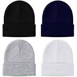 Glooarm 4 Pack Kids Beanie Hats Winter Toddler Beanies Acrylic Kid's Knit Cuffed Beanie Warm Skull Cap Beanies for Boys Girls