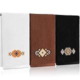 FuWeave 3 Pcs Western Aztec Hand Towels Southwestern Bathroom Decor Southwest Sunset Embroidered Rustic Boho Decorative Towels for Bathroom Kitchen Decor, 100% Cotton, 13.3 x 29.5''