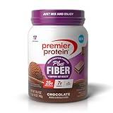 Premier Protein Powder Plus Fiber, Chocolate, 25g Protein, 7g Fiber to Support Gut Health, No Added Sugar (17 Servings)
