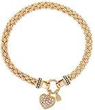Nine West Women's Crystal Pave Heart Stretch Bracelet Gold Tone