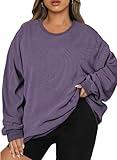 Eytino Plus Size Sweatshirts for Women Long Sleeve Crew Neck Loose Casual Soft Pullover Tops Shirts,3X Orchid Mist