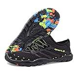 Joelynne Water Shoes for Women Men, Quick Dry Barefoot Aqua Shoes Beach Swim Sports Outdoor Hiking Diving Surf, 1 Carbon Black, 11.5 Women/10.5 Men