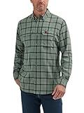 Wrangler Riggs Workwear Men's Long-Sleeve Technical Button-Down Work Shirt, Green Check, X-Large