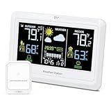 OQIMAX Weather Station Wireless Indoor Outdoor Thermometer, Color Digital Thermometer Humidity Monitor with Weather Forecast, Barometric Pressure, Alert, Calendar, Adjustable Backlight for Home